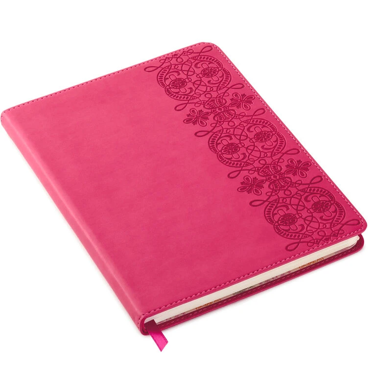 Hallmark Embossed Border Fuchsia Faux Leather Notebook 1 Hallmark Embossed Border Fuchsia Faux Leather Notebook