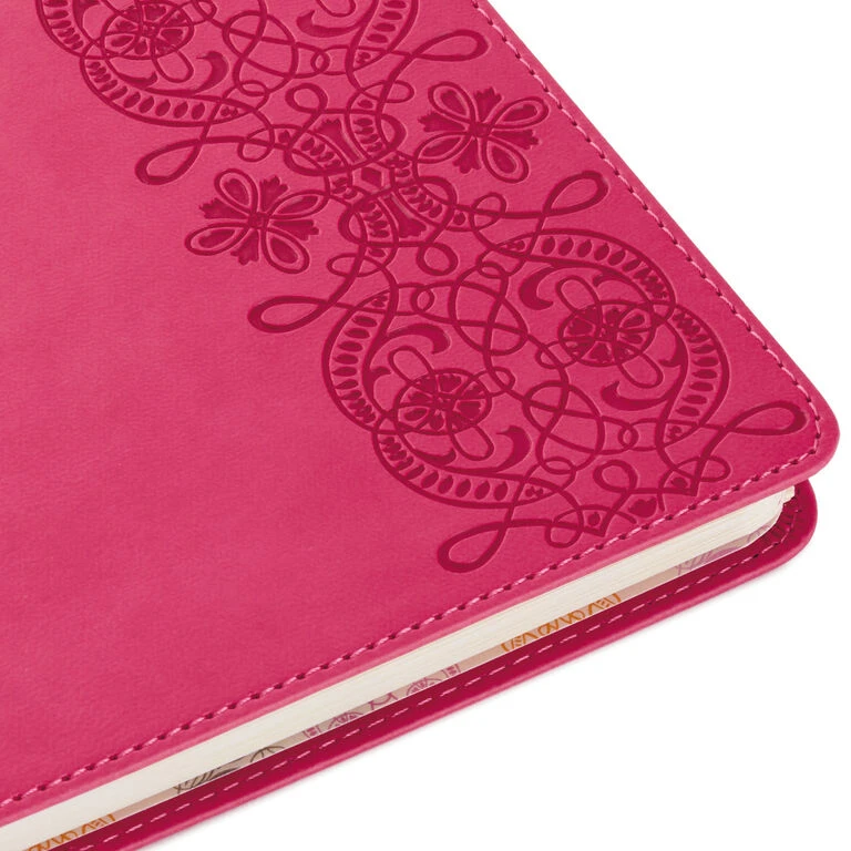 Hallmark Embossed Border Fuchsia Faux Leather Notebook 5 Hallmark Embossed Border Fuchsia Faux Leather Notebook - Image 5