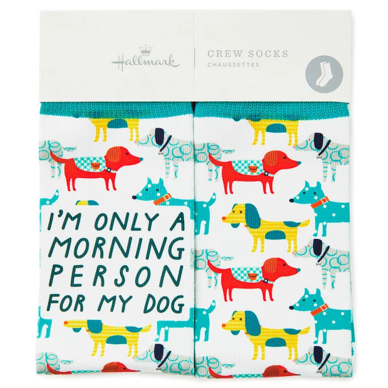 Hallmark Morning Person For My Dog Funny Crew Socks 2 Hallmark Morning Person For My Dog Funny Crew Socks - Image 2