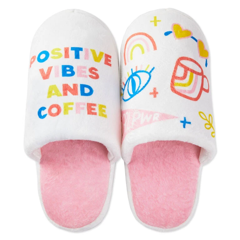 Hallmark Positive Vibes And Coffee Slippers With Sound, Small/Medium 1 Hallmark Positive Vibes And Coffee Slippers With Sound, Small/Medium