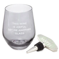 Hallmark Schitt's Creek® Stemless Wine Glass And Bottle Stopper, Set Of 2