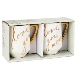 Hallmark Love You And Love You More Mugs, Set Of 2 5 Hallmark Love You And Love You More Mugs, Set Of 2 -Hallmark White and Gold Love You and Love You More Mugs 1ERL1194 03